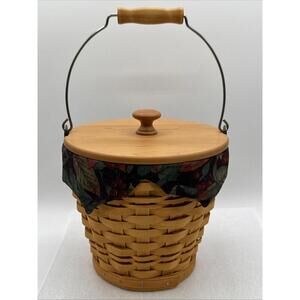Longaberger 2002 Autumn Pail Basket Protector Liner Lid Handle Ice Bucket 7”